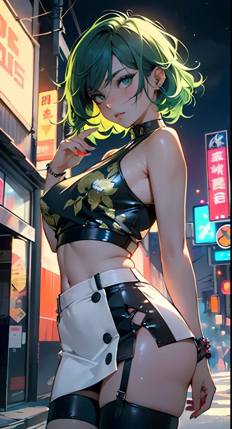 girl youtuber,(((1girl))),((extremely cute and beautiful green curly-haired anime girl walking down the street)),

(short breasts:1.4),(((green curly hair:1.35,very curly hair,colored inner hair,ear breathing,short hair))),((green eyes:1.3,upturned eyes:1....