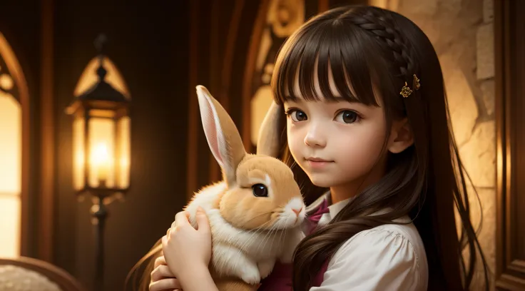 Girl holding rabbit