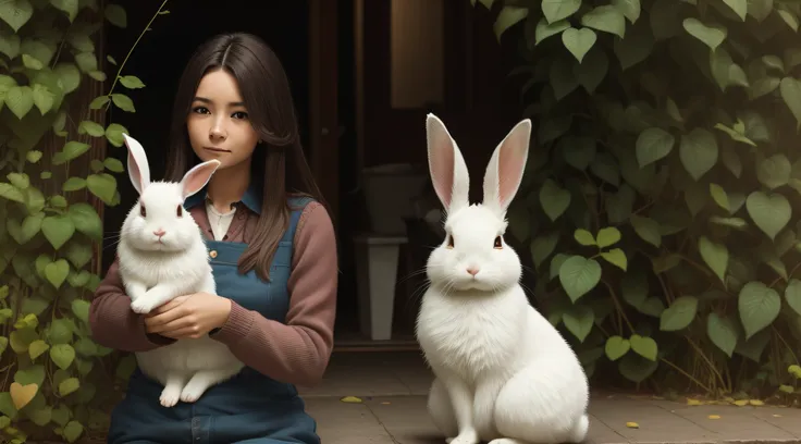 Woman holding rabbit