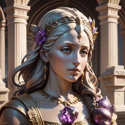 A Greek statue made of amethyst stone very realistic image full HD maximum detail perfect features without errors --auto --s2