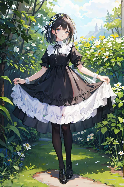 masterpiece, best quality, detailed, 1girl, full body, flower,