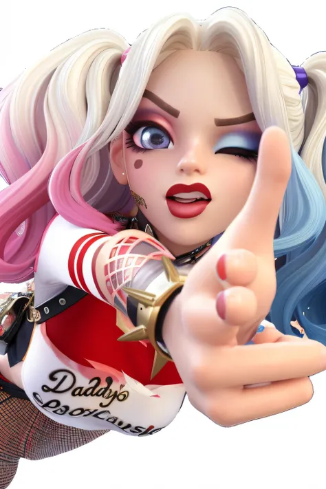 a closeup of a statue of a woman with pink hair, Harley Rainha, Iconic character of high detail, Arlequina, de Arlequina, Retrato de Arlequina, deviantart artstation cgscosiety, KDA, Artgerm ; motor 3d unreal, Personagem altamente detalhado, Arte HD, rende...