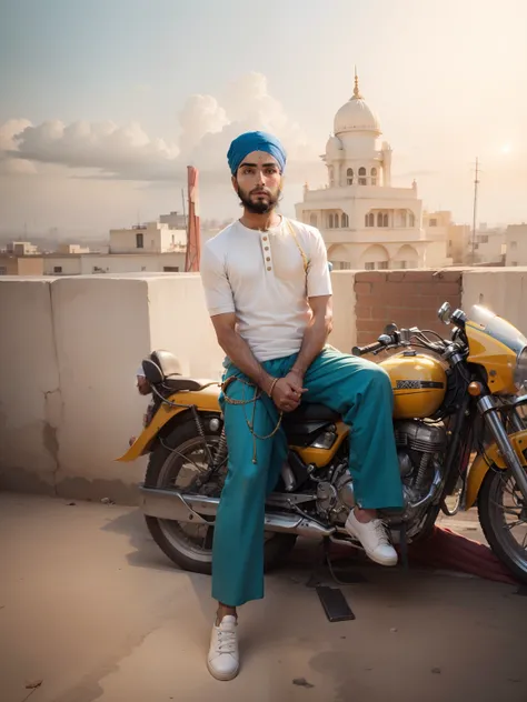 Change backgrounds in Building in cute sikh boy