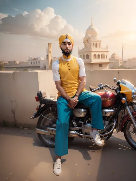 Change backgrounds in Building in cute sikh boy