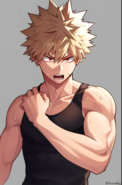 golden hair，track suit，perspire，red eyes，gasping for air，tmasterpiece，ultraclear，abs，chest muscle，shoun，15year old，orgasmc，be re...