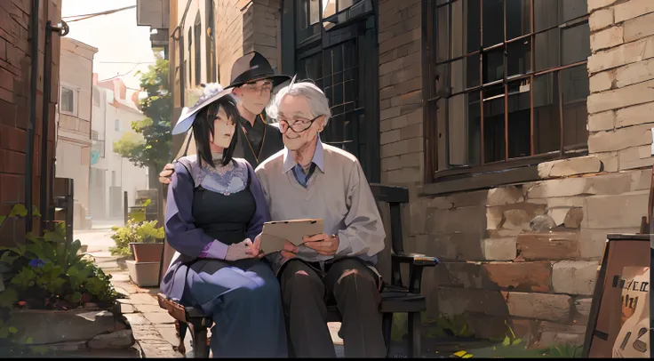 ((An old couple with vicissitudes:1.5))