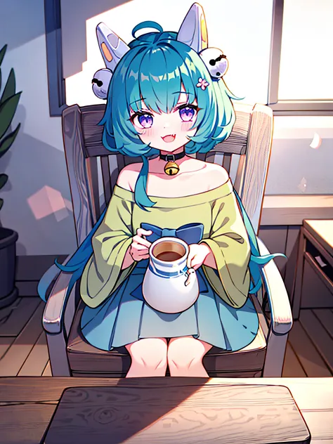 1girl, :3, animal, animal_ears, animal_on_lap, animal_on_shoulder, bell, book, bow, brown_headwear, cafe, calico, cat, cat_ears, cat_girl, cat_hat, cat_on_head, cat_teaser, chair, chen, chomusuke, clothed_animal, collar, cup, dog, fang, flower, flower_pot,...