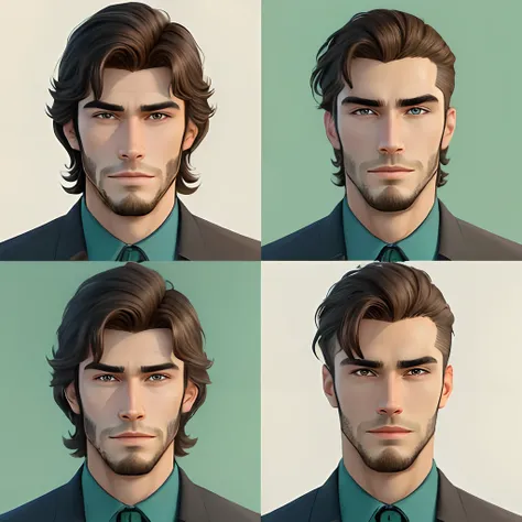 Two-dimensional male human handsome with obvious lines positive face