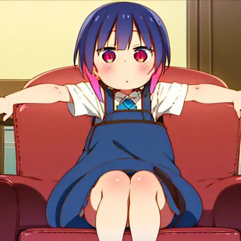 Masterpiece, 1girl, solo, red eyes, having a manga, indoor, sitting chair