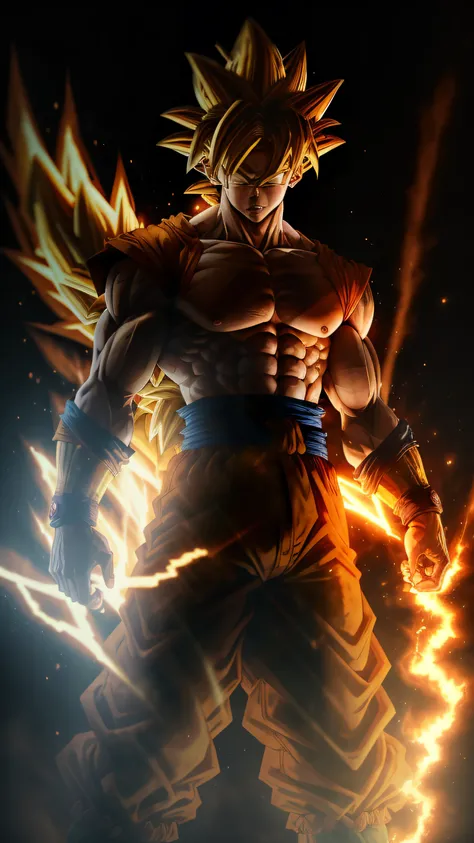 Masterpiece, Top Quality, Goku, Super Saiyan, Yellow Hair