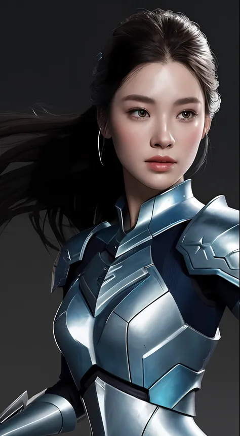 a close up of a woman in a women in a silver and blue dress, chengwei pan on artstation, by Yang J, detailed fantasy art, stunning character art, fanart best artstation, epic exquisite character art, beautiful armor, extremely detailed artgerm, Detailed di...