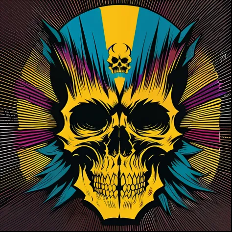 vampire skull, cubism, vectorization, vibrant colors, expressionism, synthwave::d central composition graphic sign, t-shirt vect...