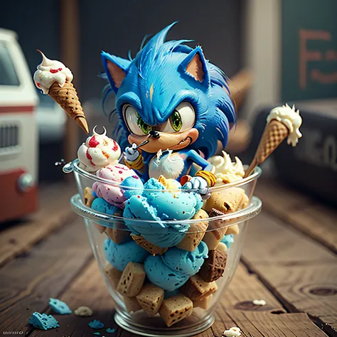 Sonic eating ice cream