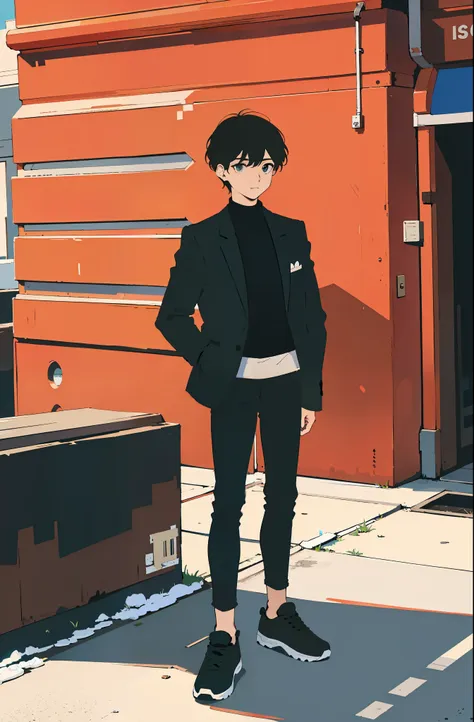 a cool young boy, standing