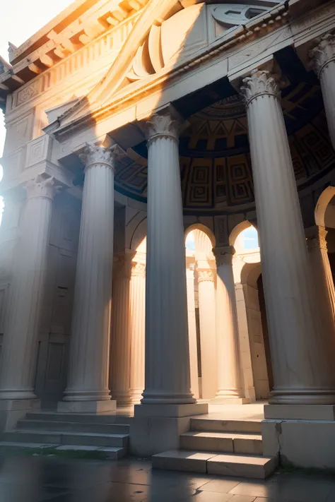 Greek Pantheon, scenecy, fundo desfocado (obra-prima) (8k high resolution) (melhor qualidade) (Ultra Definition) (Ultra realista)(Foto RAW) (Foto realista) (bright illumination)