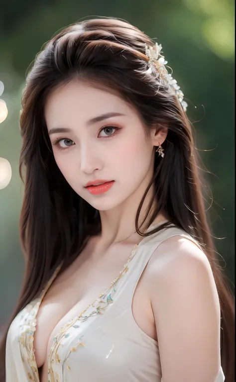 ((Best Quality, 8k, Masterpiece: 1.3)), Focus: 1.2, Perfect Body Beauty: 1.4, Buttocks: 1.2, ((Layered Haircut)), (Wet Clothes: 1.1), (Rain, Street:1.3), (Breasts: 1.2), (Hanfu: 1.2), Bare Shoulders, Bare Legs, Highly Detailed Face and Skin Texture, Fine E...