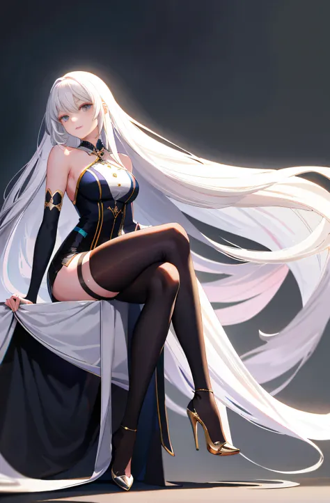 Anime girl with long white hair sitting on chair, white-haired god, Perfect white haired girl,, white haired Cangcang, Girl with white hair, trending on artstation pixiv, Extremely detailed Artgerm, seductive anime girls, beautiful and seductive anime woma...