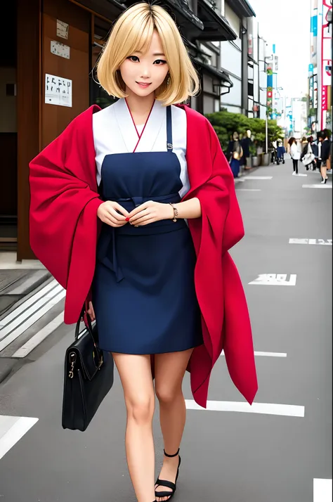 Blonde and well-styled Japan woman