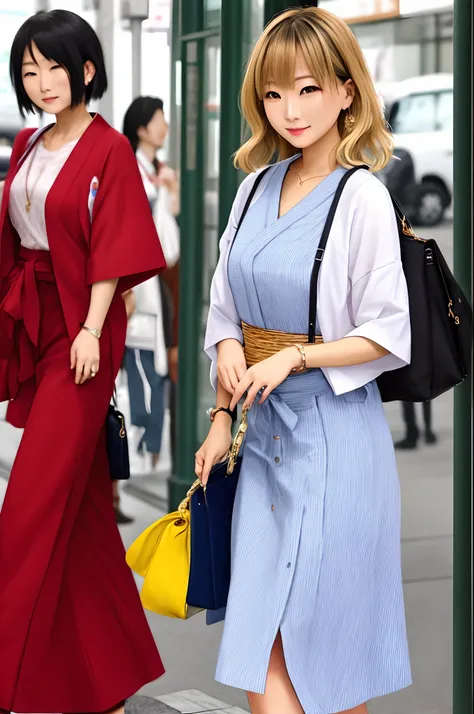 Blonde and well-styled Japan woman