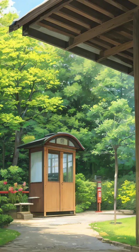 countryside in japan, bus stop, Summer Day