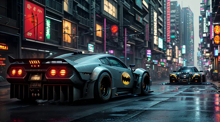 batman car in the rain, cyberpunk car, cyberpunk art style, dan mumford. 8 k octane render, cyberpunk night street, dan mumford. octane render, hyper-realistic cyberpunk style, cyberpunk batman, cyberpunk street, cyberpunk blade runner art, cyberpunk city ...