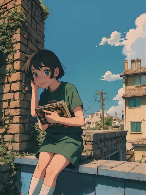 Anime girl sitting on a ledge with stuffed animals，lovely art style，Loepfe Art Style，cute detailed digital art，animeaesthetic，cute anime，High Quality Anime Art Style，Anime boys，anime art style，Lovely detailed artwork，Soft anime illustration，lofi-girl，lofi ...