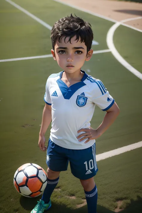 Infantil  5 anos Menino jogar futebol habilidade