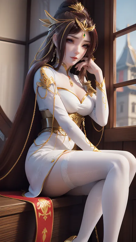 Arad woman in blue dress sitting on windowsill, cute anime waifu in a nice dress, trending on cgstation, 8K high quality detailed art, anime barbie in white stockings, highly detailed exquisite fanart, Extremely detailed Artgerm, the anime girl is crouchin...