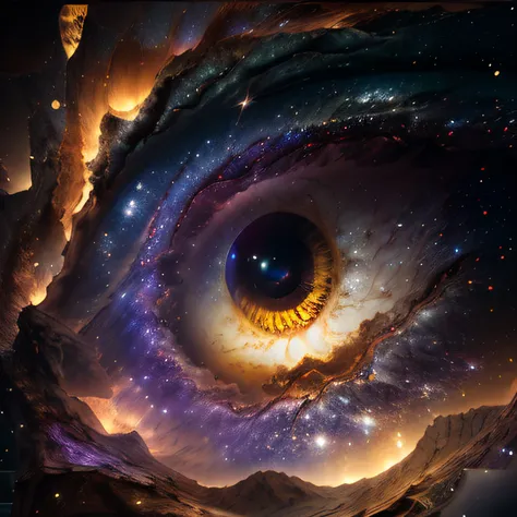 masterpiece, sharp, ultra detailed, 8k,an eyes made by milky way, the midle of the eye is a black hole,( human eye shape),  ((so...