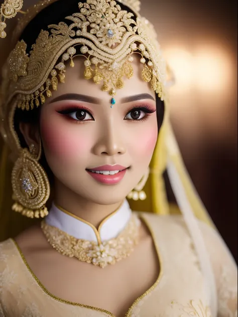 Close-up of a stunning woman with mesmerizing lips, soft and inviting, gently illuminated showcasing her alluring features, striking a captivating pose. pengantin_sunda