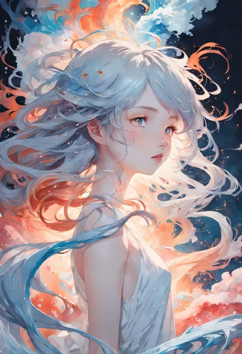 Miho Hirano,(Agnes Cecile:1.3),offcial art,Unity8k wallpapers,ultradetailed,Beauty and aesthetics,tmasterpiece,best qualtiy,1girll,(chaotic beauty:1.2),(Detaileddetails:1.2),Fauvistdesign,Flowing colors,vibrant with colors,dynamic angle,