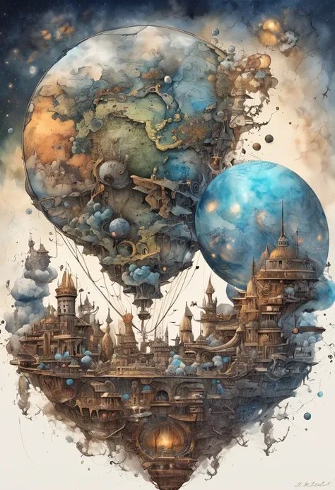 Science fiction imagination, Cosmic planet, A planet made up of gas clouds and black diamonds, unnerving, darkly, Sharp and broken, hyper HD, photorealestic, vivd colour, highly  detailed, Ultra HD drawing, pen and ink, perfect compositions, Beautiful deta...