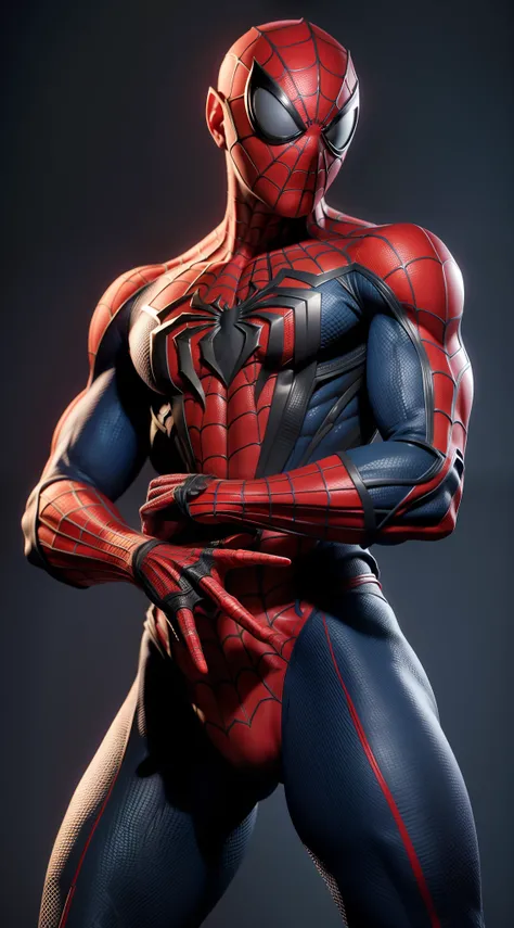 "Realistic rendition of a 3D Spiderman model with intricate details and an idle pose."