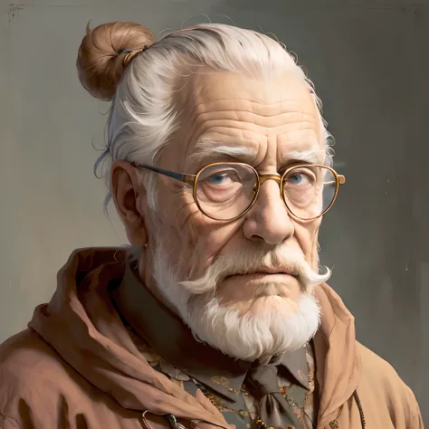 ((((higly detailed))))surrealism,The Artists Face,eyeglasses, old man 80 years old,beard.