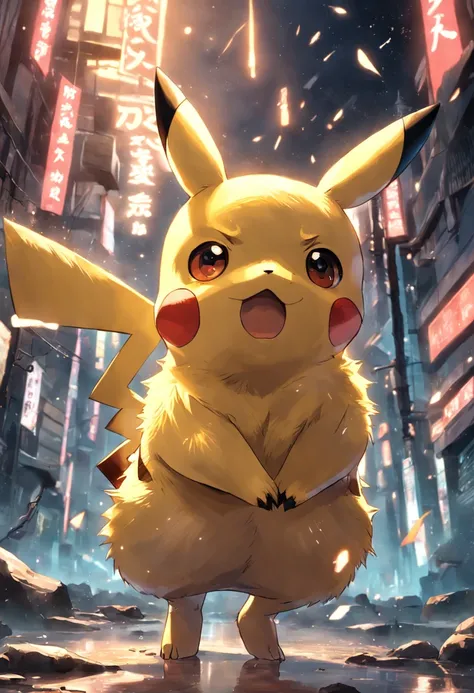 Pikachu is playful and cute，Lively and agile，Yellow soft hairs，Redfaced，sparkling big eyes，Cute little pointy ears。(Pikachu:1.5)