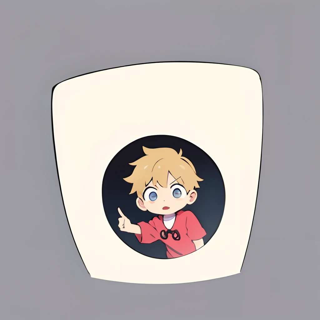 masterpiece, best quality, 1boy, tiny, sticker,background minimal, full body, anime style, cartoon, working