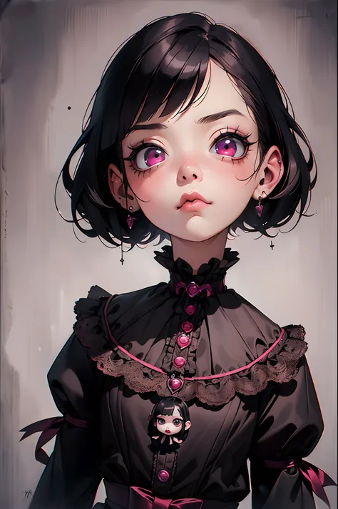 (Best Quality, tmasterpiece:1,1),  little Dora, Strong Gothic Makeup,((Стиль Mark Ryden)), sensitivity,  Detailed Illustration, grotesque,  Complicated details, chilling, (aesthetics), excitement, Hyper-realistic, insanely detailed,