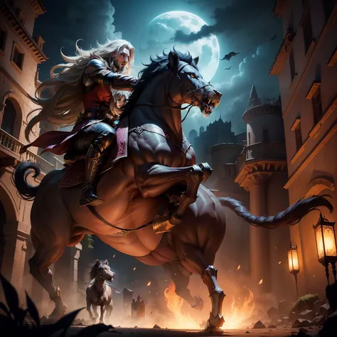 Legendary Castlevania Lord of the shadows riding great Legendary roaring Angry lion moroccan environnement hyper realistic super detailed Dynamic poses