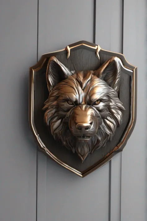 crie uma logo parecido com um lobo, logo em 3D, super-realista,