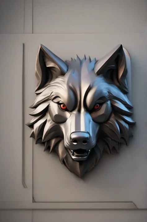 crie uma logo parecido com um lobo, logo em 3D, super-realista,