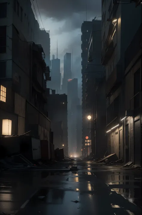 a city street filled with lots of tall buildings, a matte painting, inspired by simon stålenhag, pexels contest winner, hyperrea...