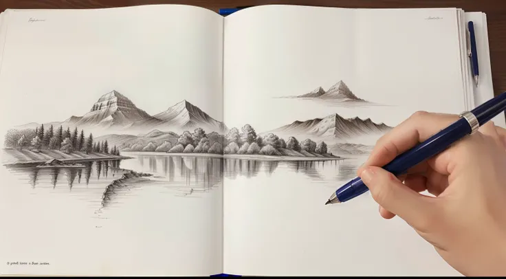 Draw landscapes with a ballpoint pen