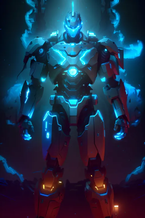 arafed robot with glowing blue lights standing in front of a bright background, hq 4k wallpaper, hq 4k phone wallpaper, unreal engine 4k wallpaper, hd wallpaper, anthem game inspiration, intricate glowing mecha armor, wallpaper 4k, wallpaper 4 k, cinematic...