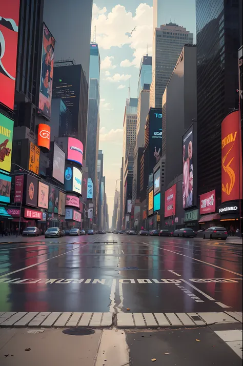 "Abandoned City: Times Square, New York" empty street