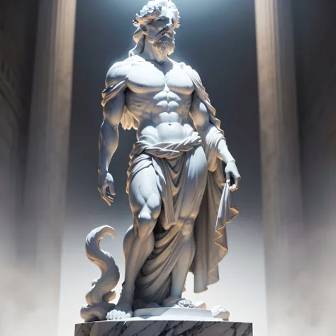 A Realistic Full Body Greek White Marble Statue of Ghostly Seneca, Neutral Background, Moody, , Photorealistic, Cinematic Scene, Super Detailed, Hyper Realistic, Bright Lights, 8K
(looking away with a lot of hate and screaming)