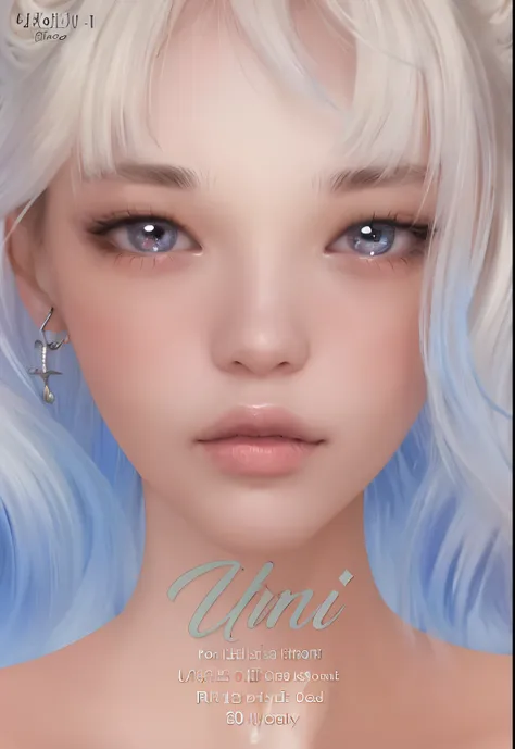 There is a girl with long blonde hair and pink makeup, kawaii retrato realista, wlop pele brilhante, inspirado em Sim Sa-jeong, com o rosto muito detalhado, rosto detalhado real, IMVU, rosto rosa brilhante, detailed face of a asian girl, pintura digital br...