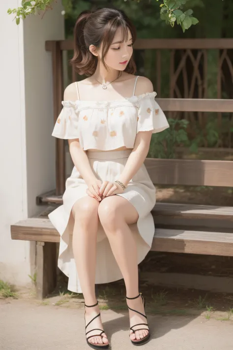 Styles worn by sweet women in spring and summer in casual scenes。Face hair design is full bang and sweet wave。The silhouette of the hairstyle is cute design with short curls。Hair color is rose gold for a sweet impression。Hair styling is ribbon accented wit...