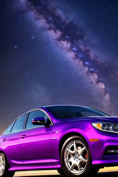 a car with background stars and purple universe --auto --s2