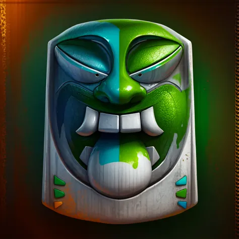 green color，Mayan Totem，vibrant with colors，The texture is strong，gameicon，highest masterpiece，HighestQuali，lisses