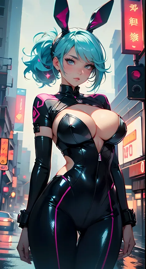 cute bunny girl,(((1girl))),((anime bunny girl with extremely cute and beautiful aqua hair walking seductively down the street)),(((bunny girl,anthro furry cute,bunny-girl))),(((bunny ears,bunny ears on head,big bunny ears))),

(large breasts:1.4),saggy br...